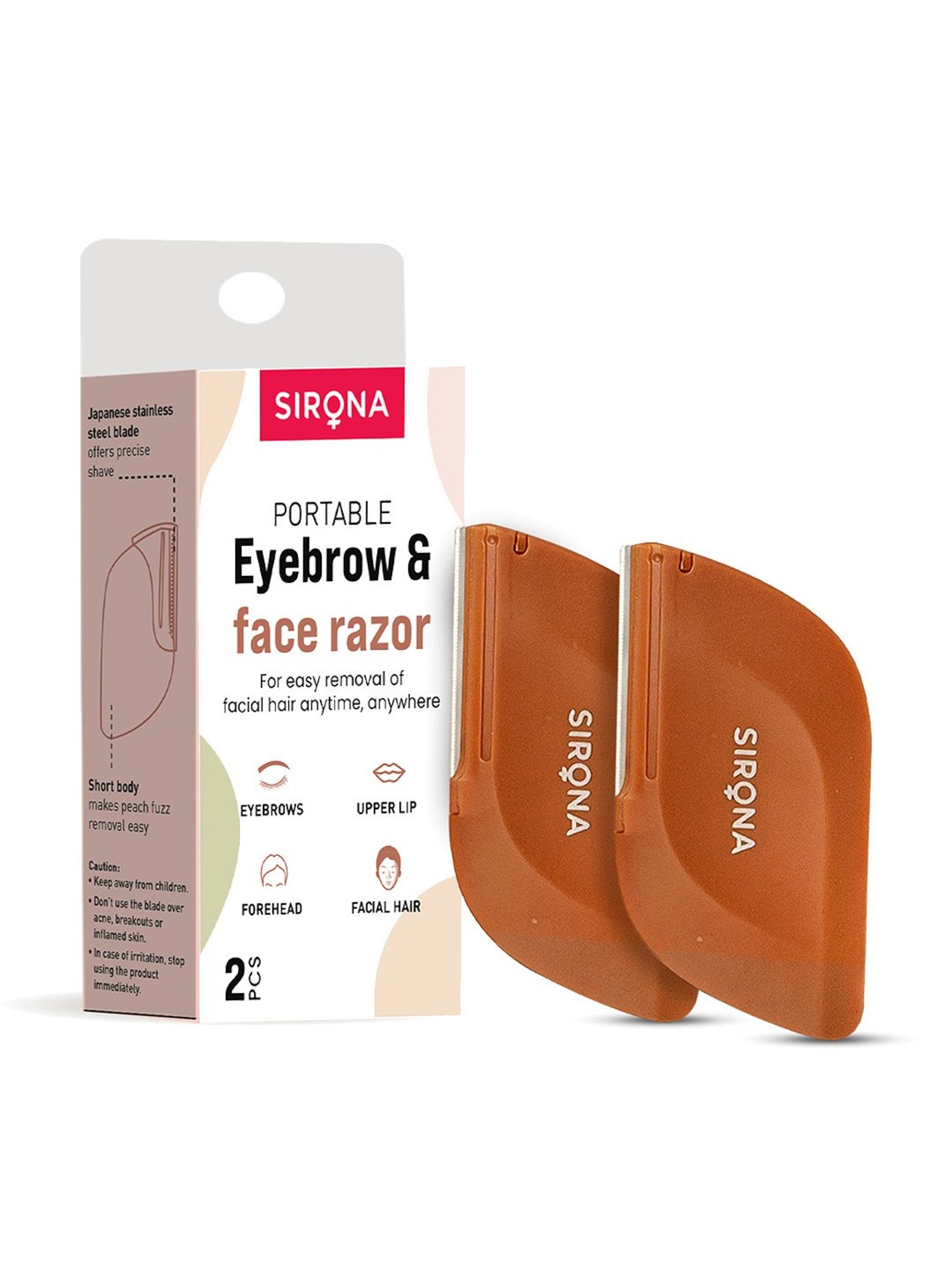 Sirona Portable Eyebrow & Face Razor - Pack of 2