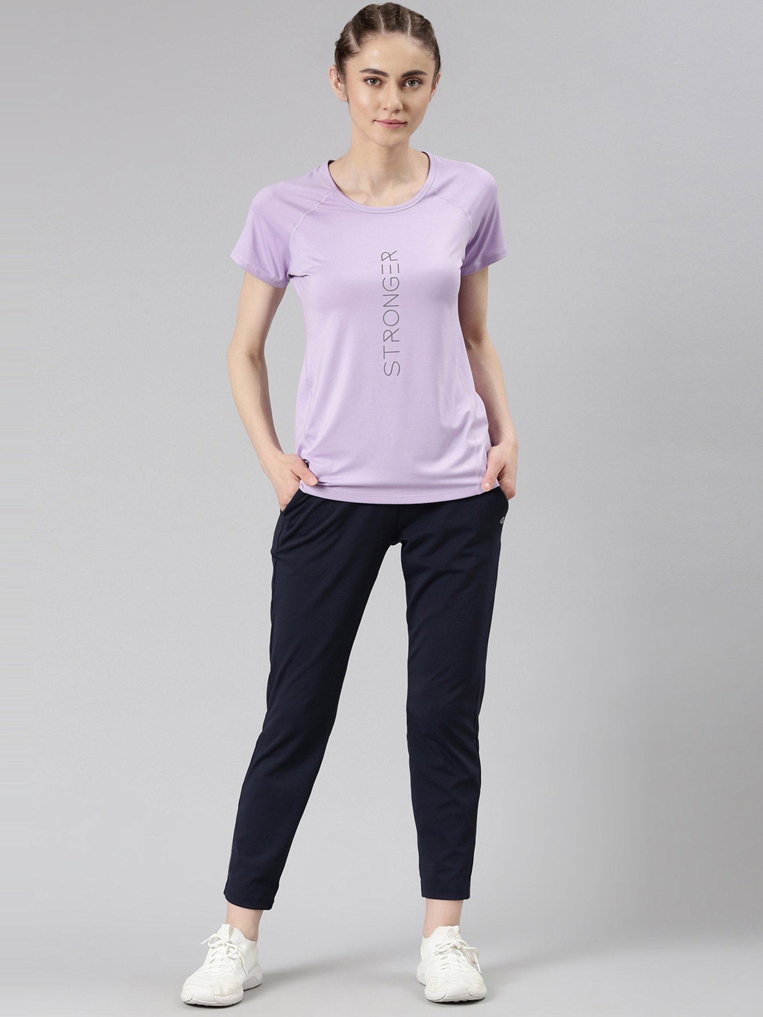 Enamor Purple Graphic Print Sports T-Shirt