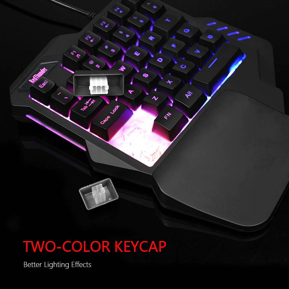 RedThunder One-Handed Gaming Keyboard RGB Backlit Portable Mini Gaming Keypad Ergonomic Game Controller for PC PS4 Xbox Gamer