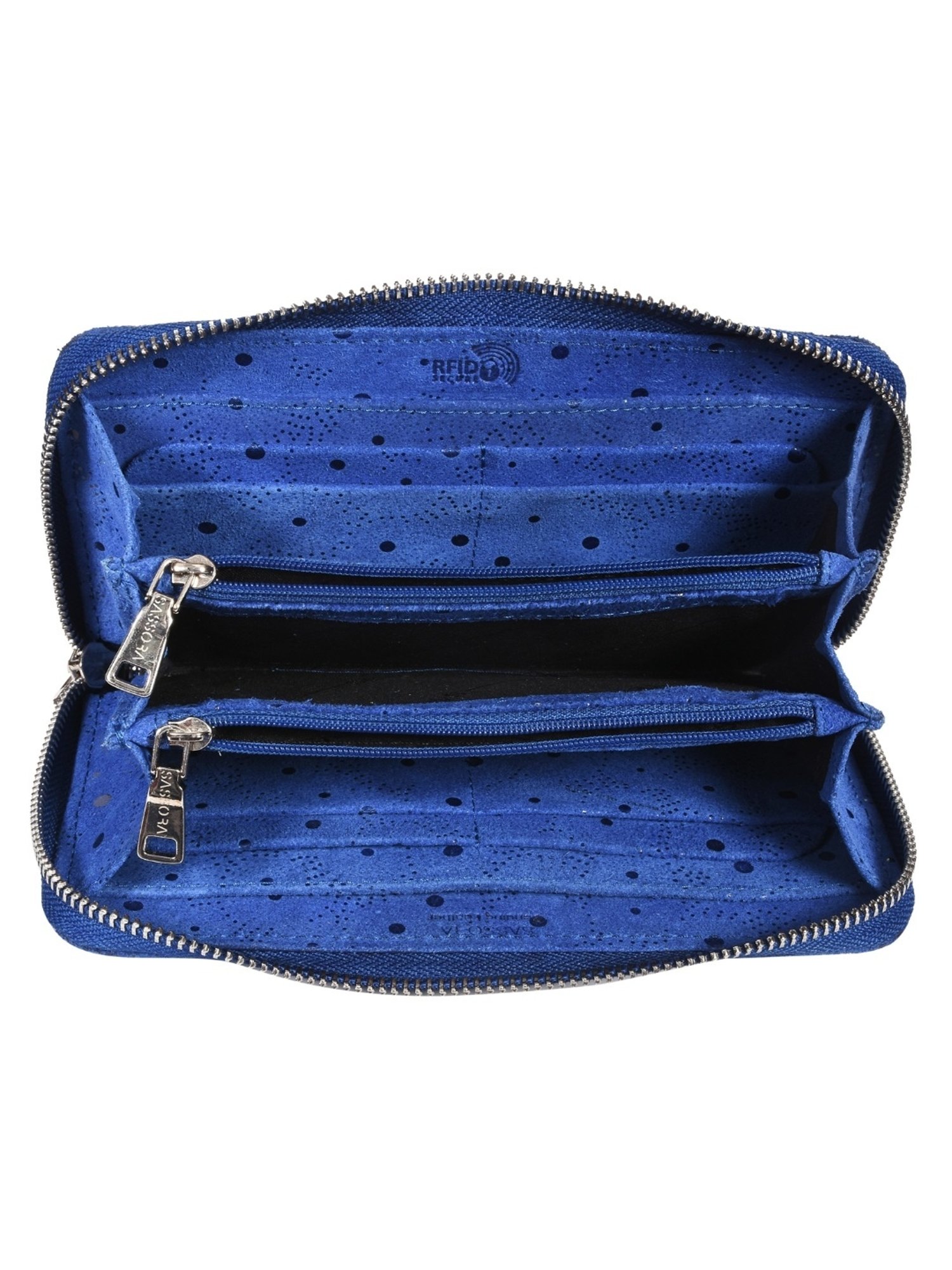 SASSORA LARA Navy Leather Printed Wallet