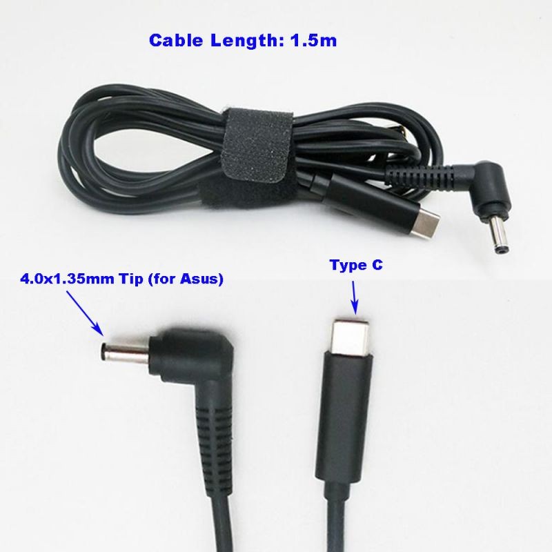 2-Pack USB-C Type C to DC Tip 4.0mm 1.35mm Power Cable Cord For Asus Zenbook Vivobook laptops