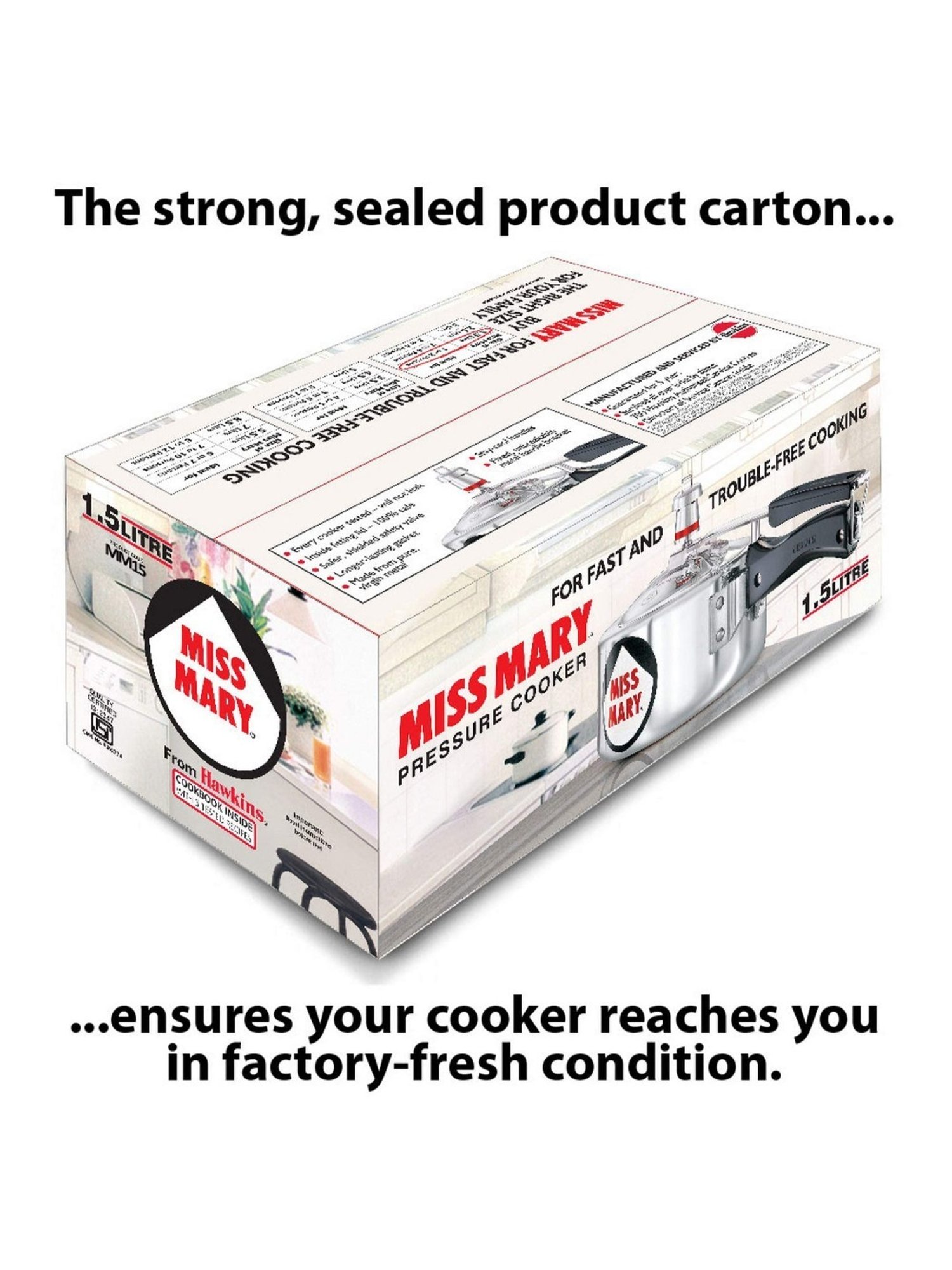 Hawkins Miss Mary Silver Aluminium Pressure Cooker 1.5 L