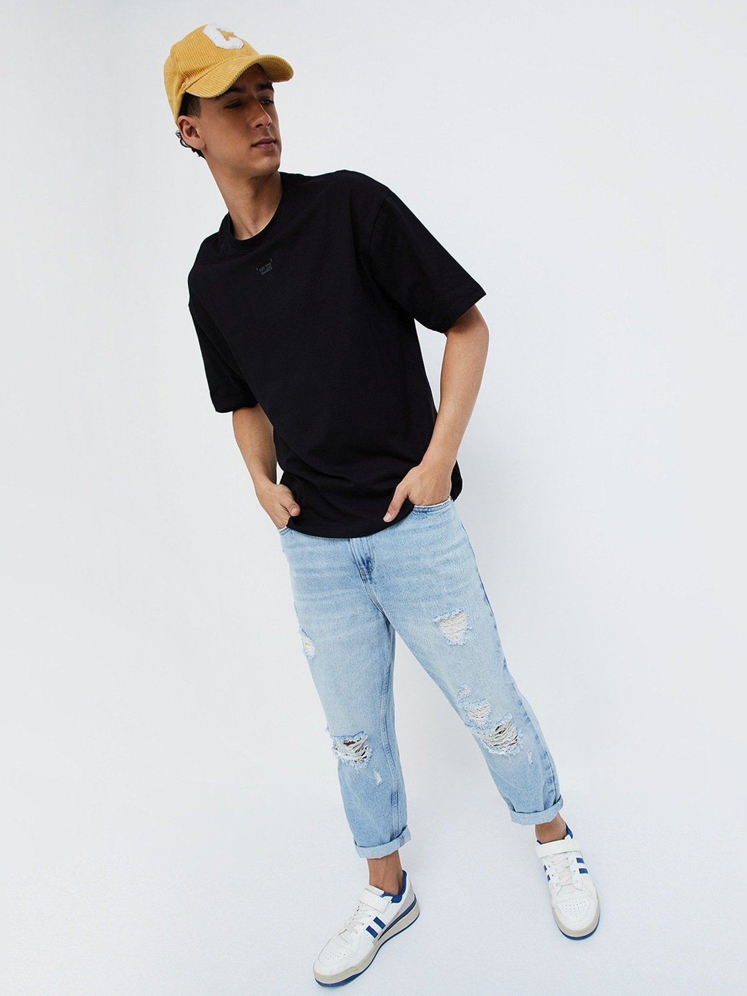 Forca Black Cotton Regular Fit T-Shirt