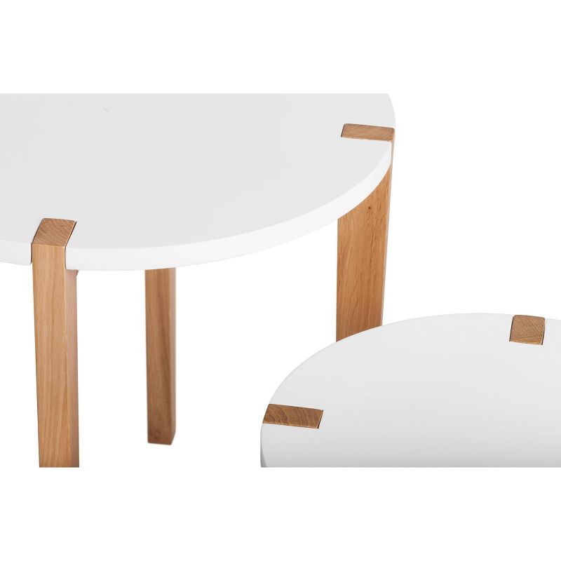 Set of 2 Abacus Round Side Table Oak Brown/White - Universal Expert