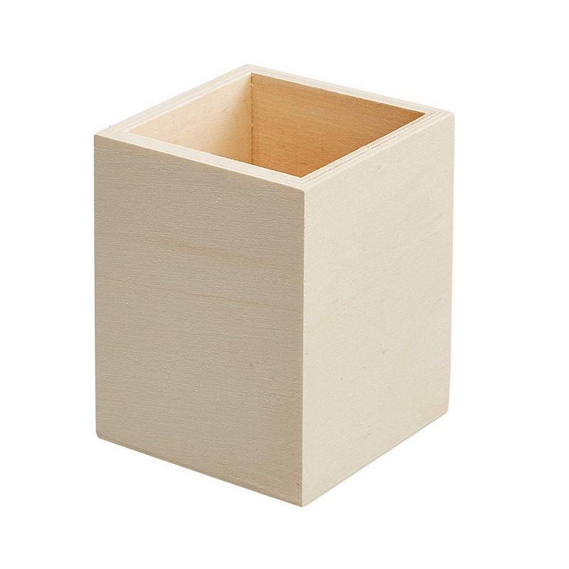 Genie Crafts 3-Pack Unfinished Wooden Pen and Pencil Holder Cups for Office Desk Organization and Diy Crafts, 3 X 3.5 inches