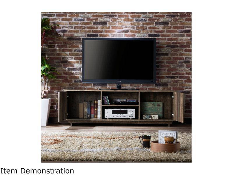 Furniture of America Krella Wood 2-Shelf 62-Inch TV Stand in Reclaimed Oak