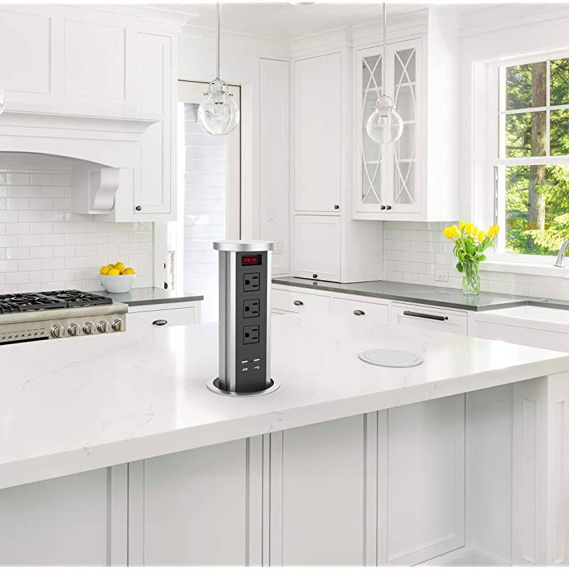 Raising Type Pop up Power Socket Outlet 3 US Plug and 2 USB Ports for OfficeKitchenConference Room Home Decoration