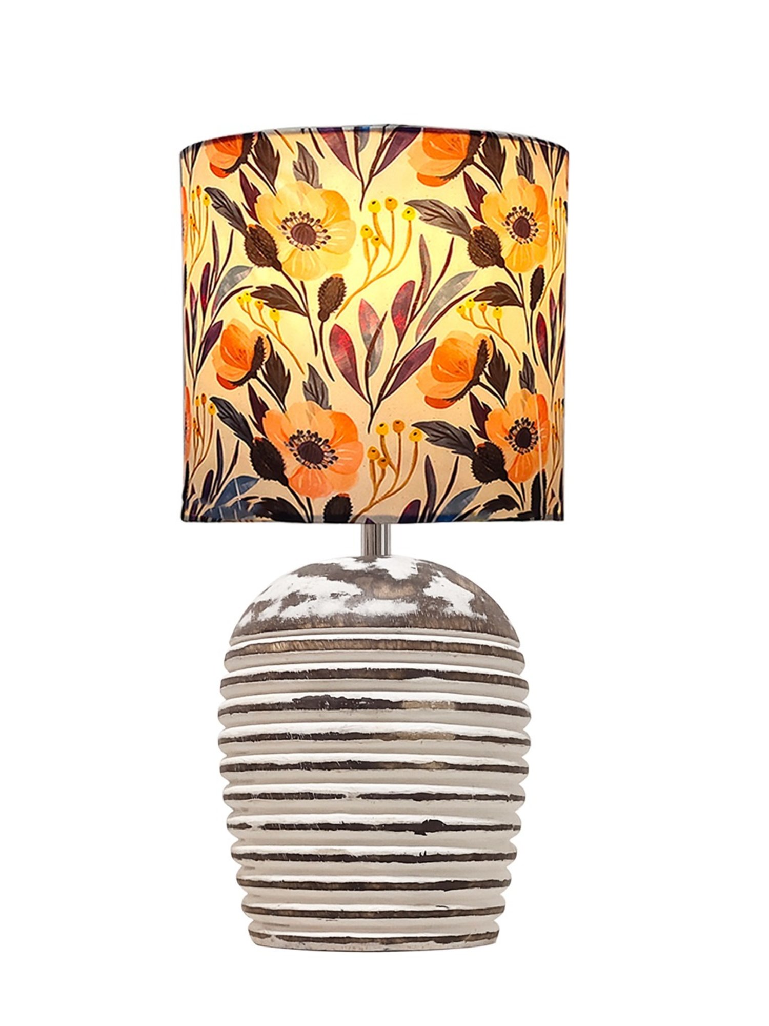 Homesake Multicolour Wood Modern Table Lamp with Shade