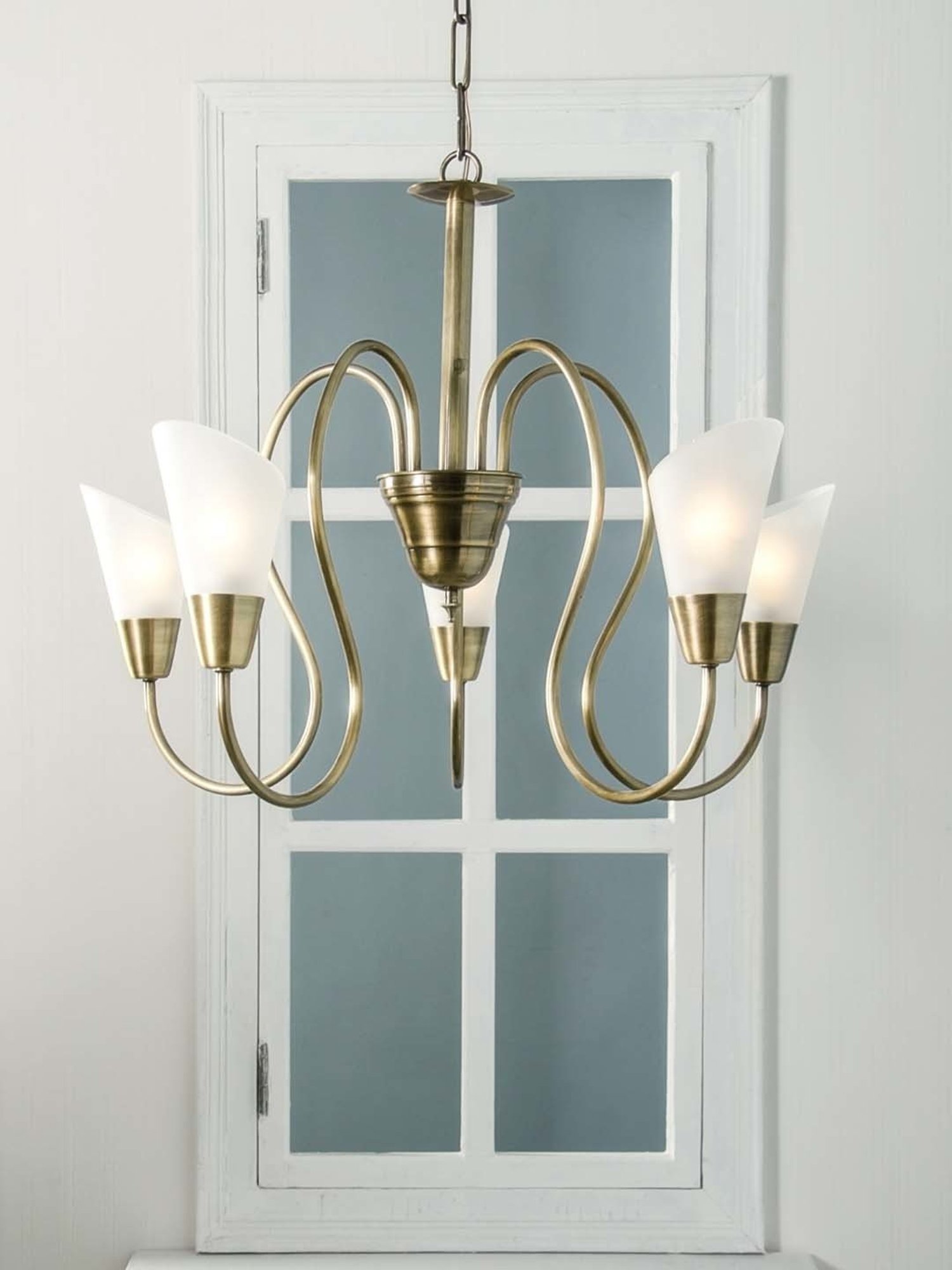 Fos Lighting 'Modern' Golden & Transparent Brass Antique Cone-Shaped Chandelier - Set of 1