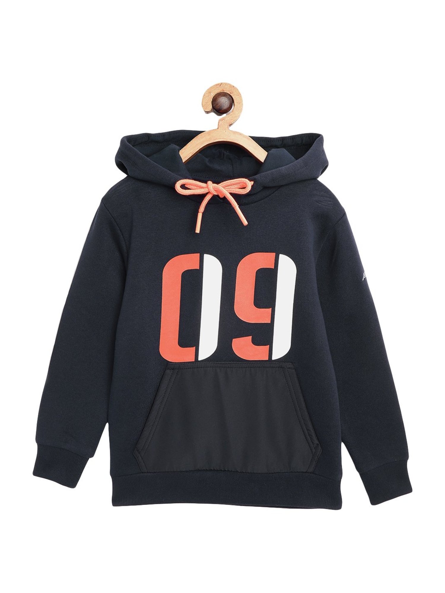 Alcis Kids Navy Cotton Printed Hoodie