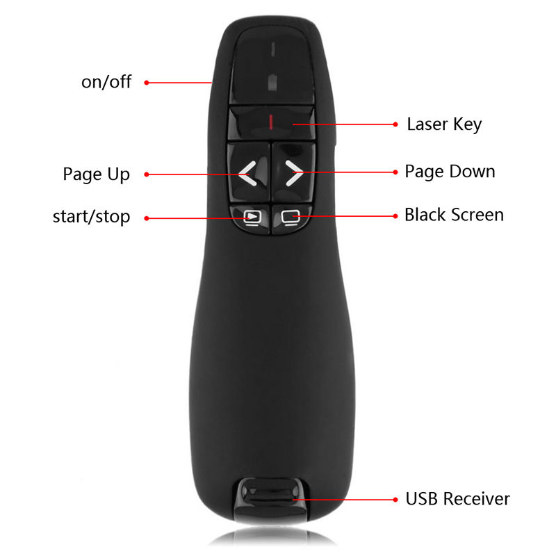 Wireless USB PowerPoint PPT Presenter Remote Control Laser RF Pointer Pen 2.4GHz