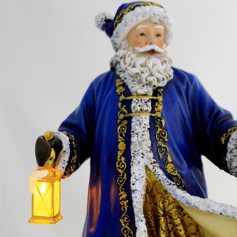 Christmas 15.25" Blue Santa With Wreath Lighted Lantern Staff  -  Decorative Figurines