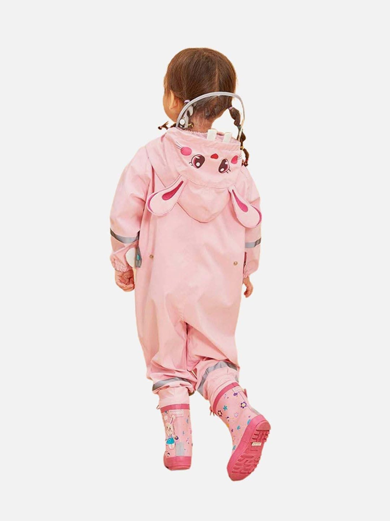 Little Surprise Box Kids Pink Printed Full Sleeves Raincoat