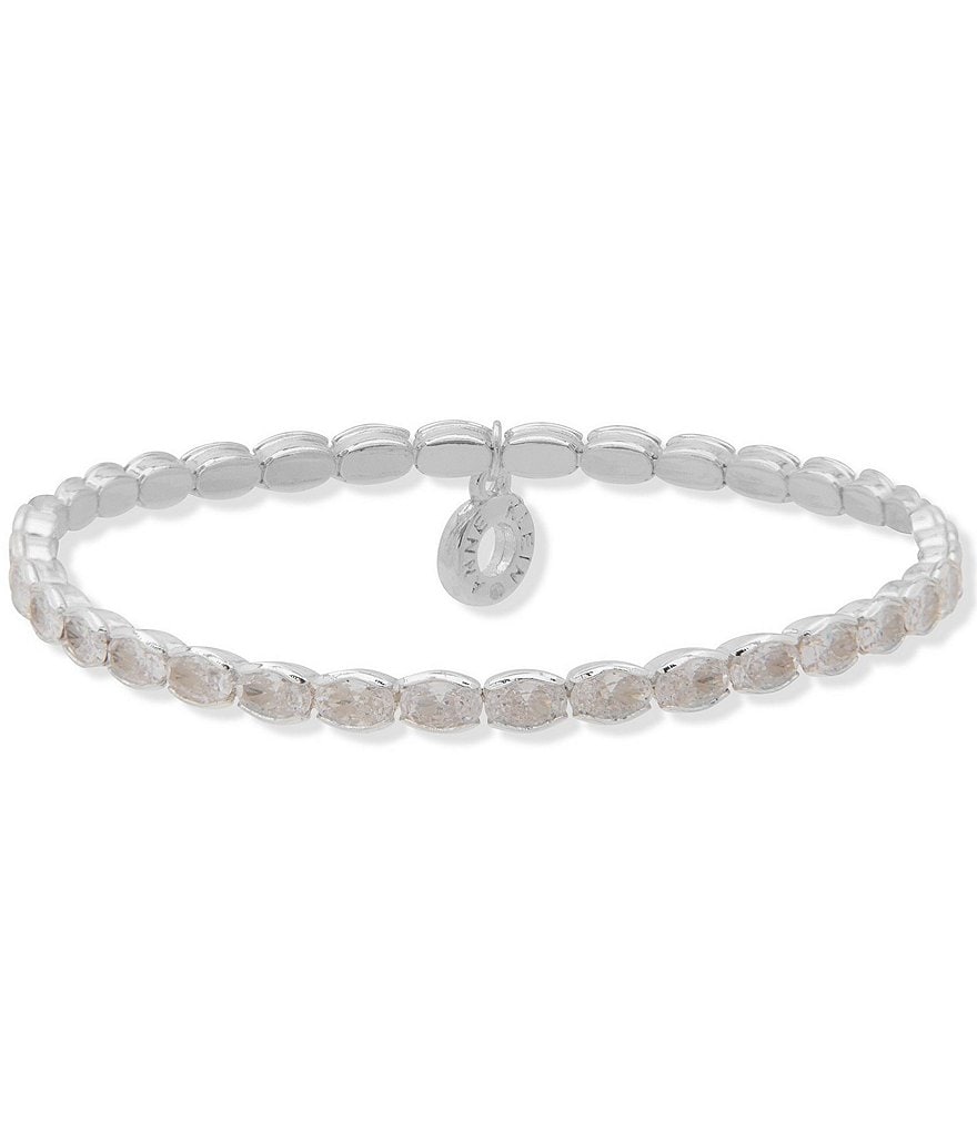 Anne Klein Oval Stone Stretch Bracelet