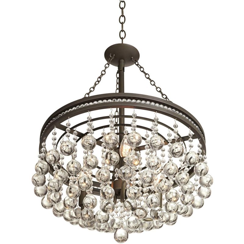 Vienna Full Spectrum Olive Bronze Pendant Chandelier 19" Wide Clear Crystal Baubles 3-Light Fixture for Dining Room House Foyer