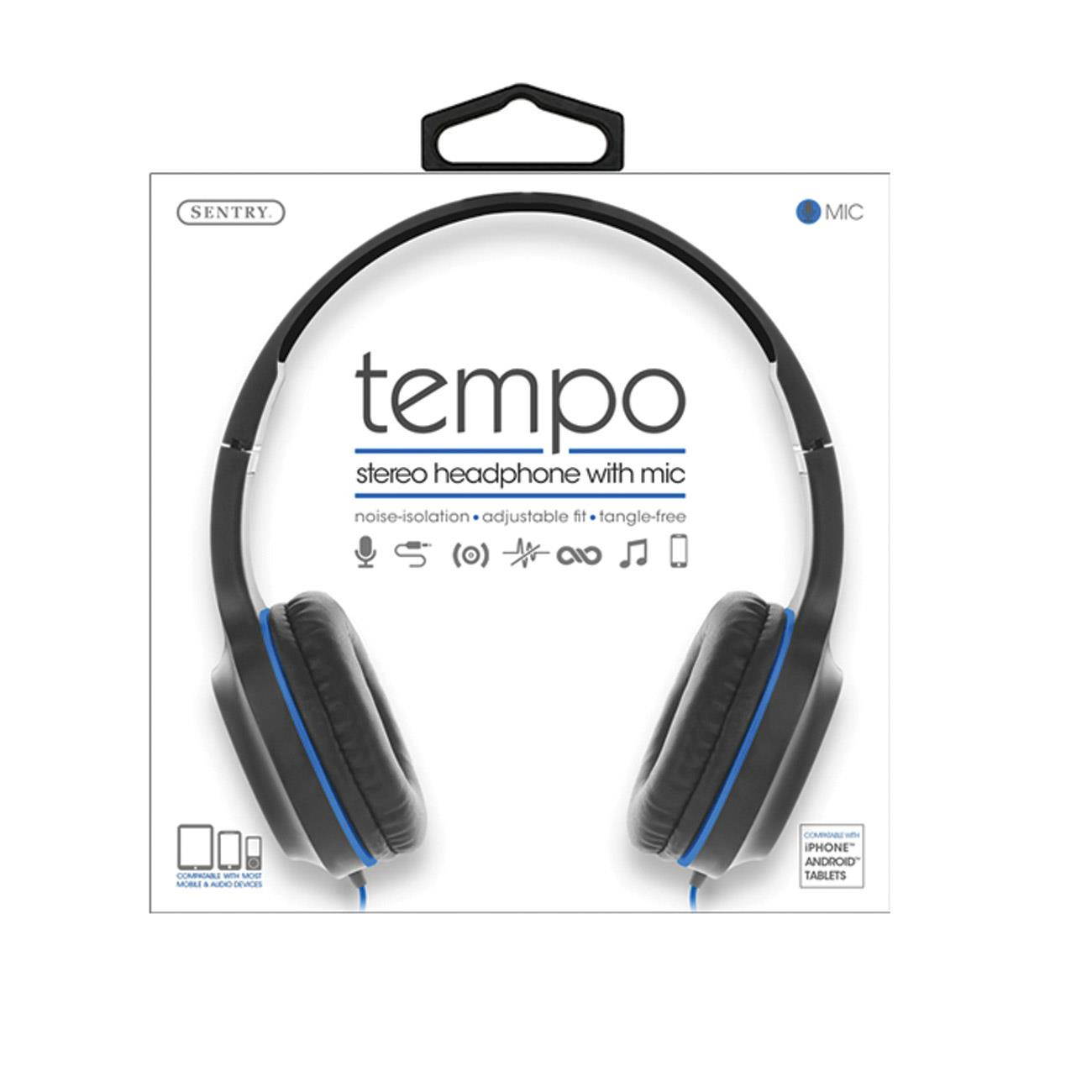 Reiko Sentry Industries Dlx100: Tempo Stereo Headphone With Mc In Navy