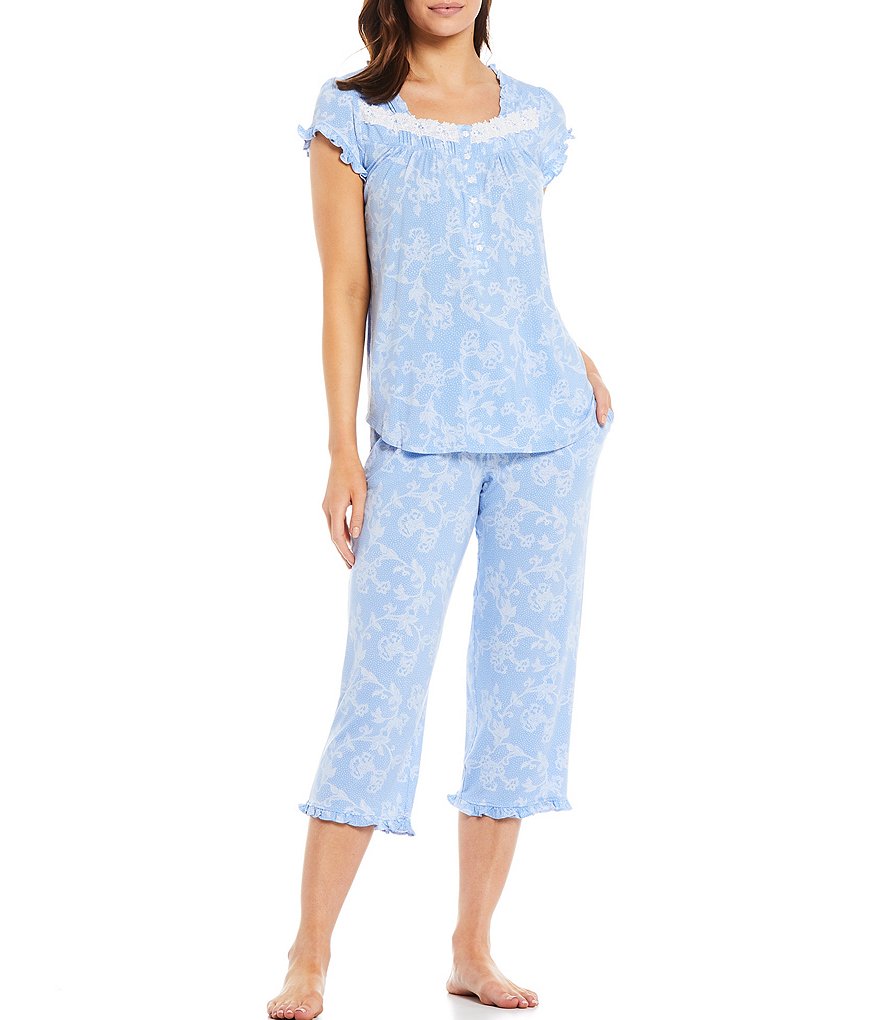 Eileen West Floral & Dot Print Modal Capri Coordinating Pajama Set