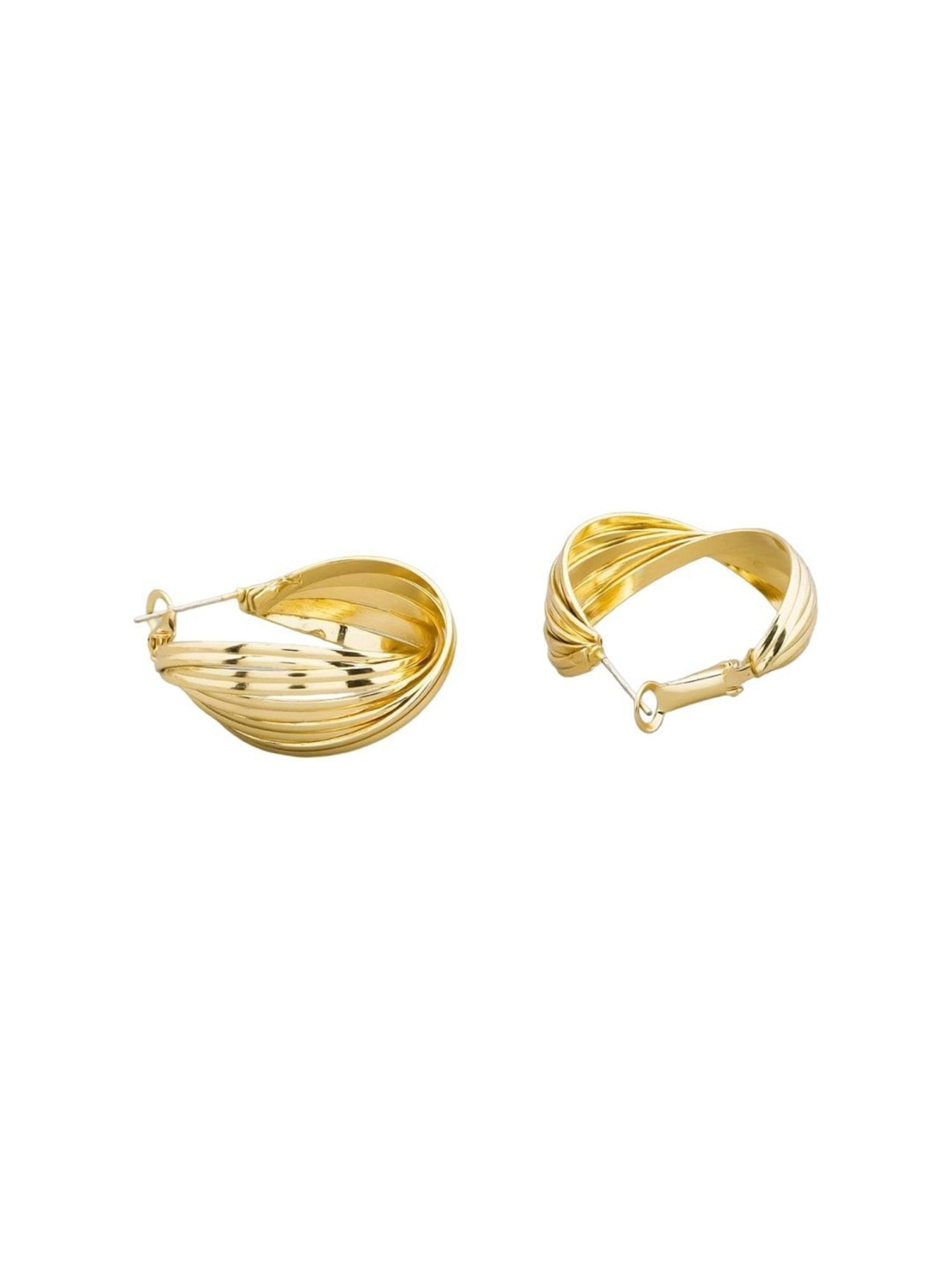 OOMPH Gold Tone Twisted Retro Vintage Fashion Hoop Earrings