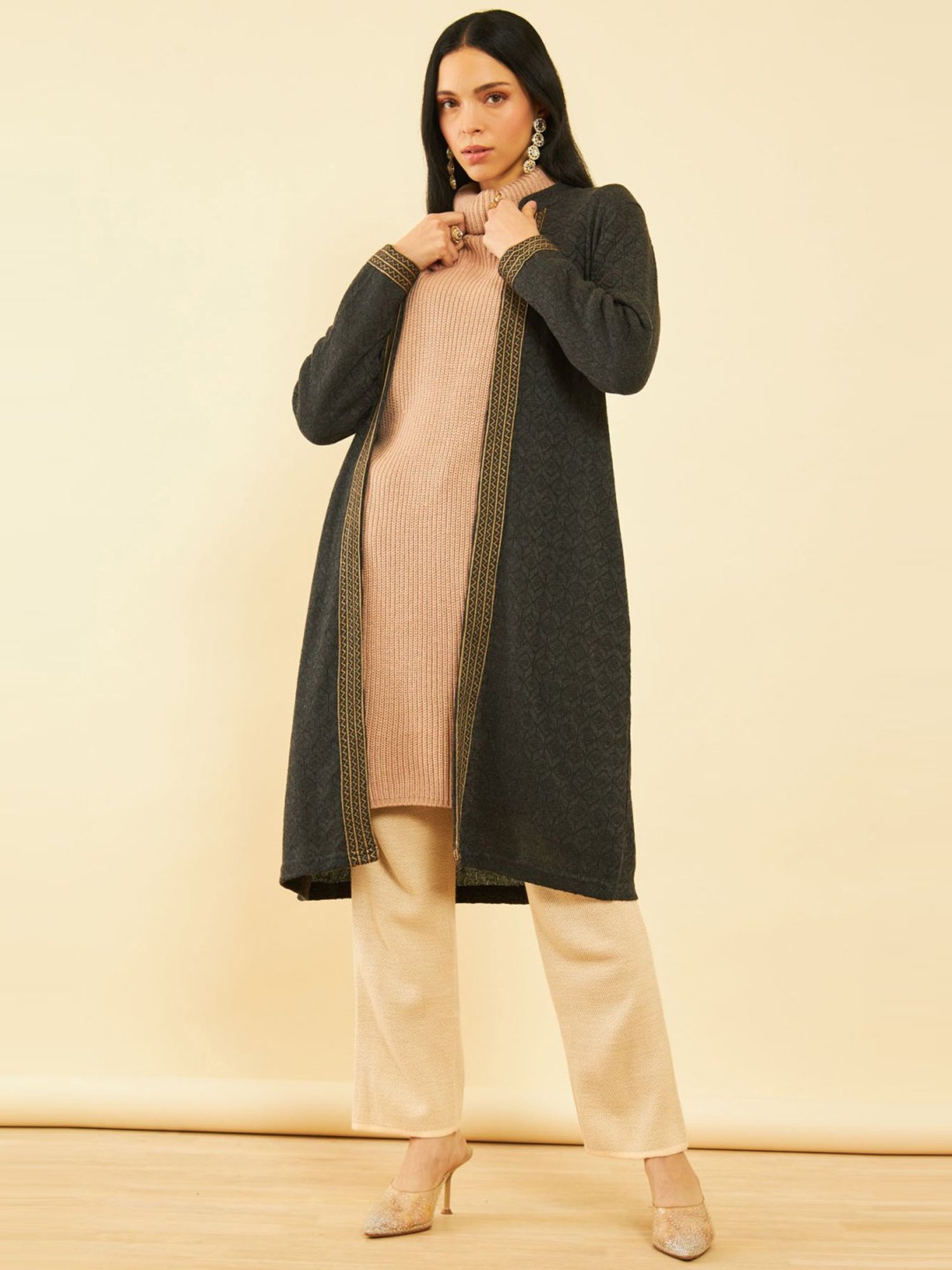 Soch Grey Printed Shrug