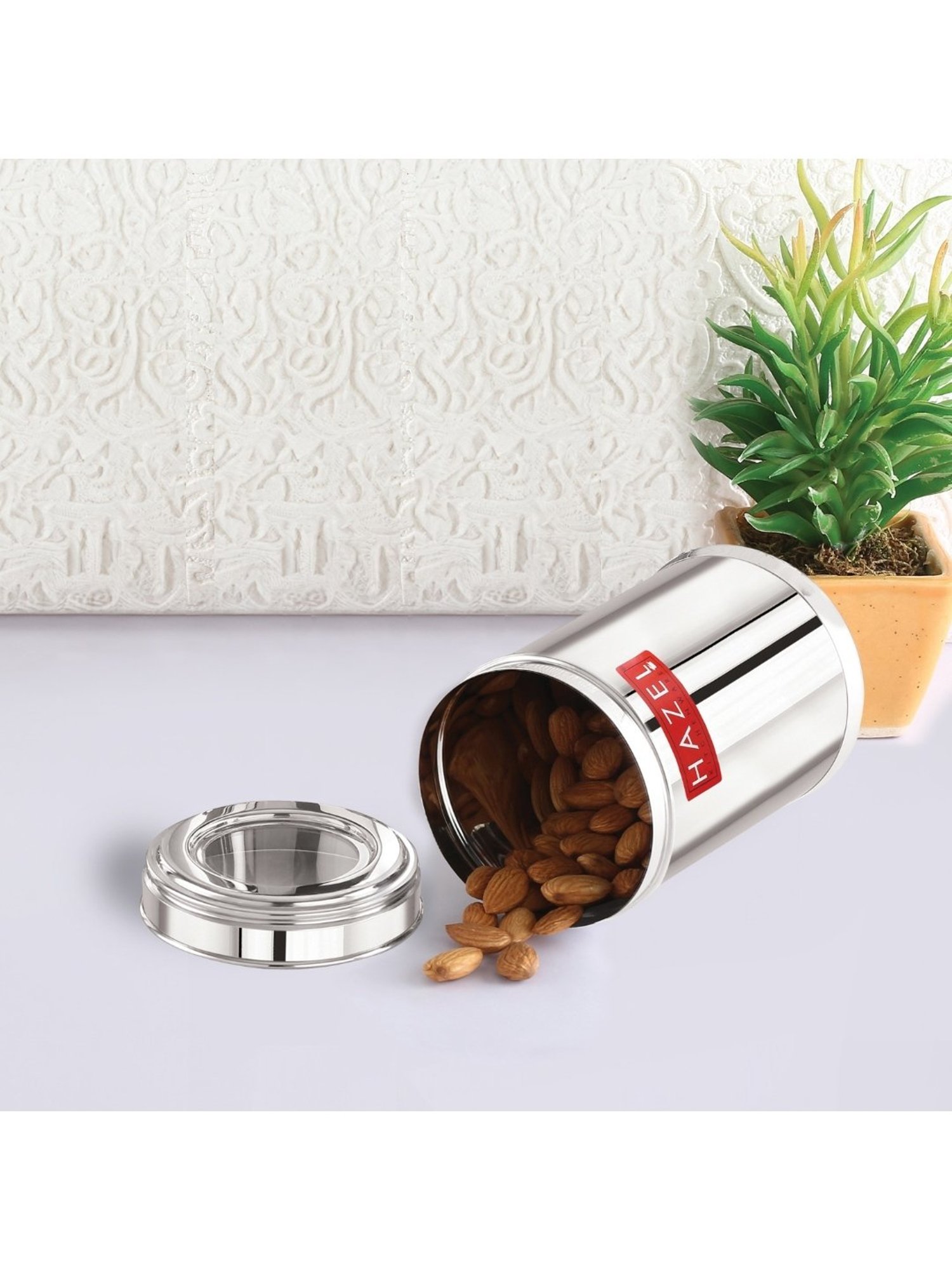 HAZEL Silver & Transparent Stainless Steel Multipurpose Container With Lid (700 ml)