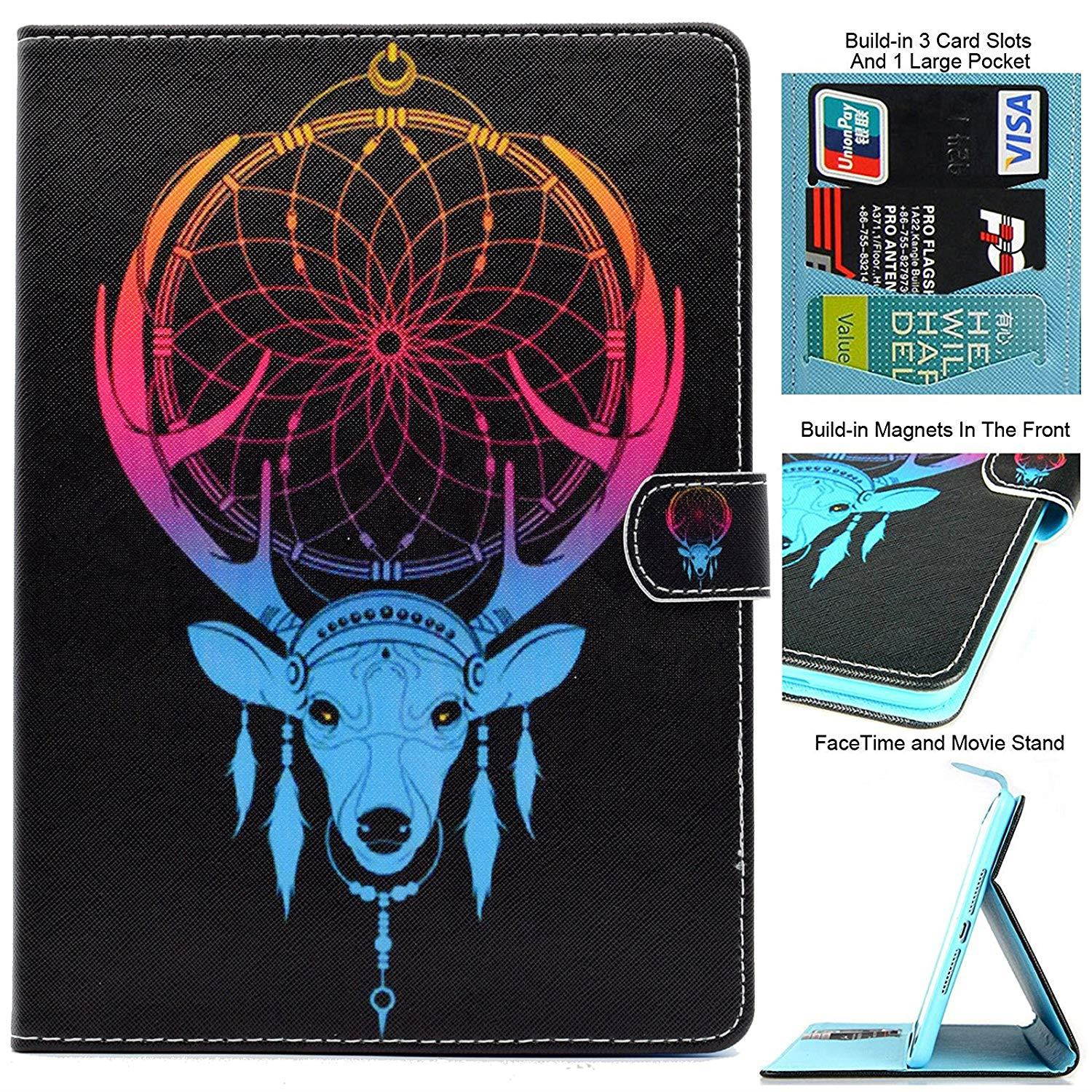 Artyond New iPad 9.7 2017/2018 Case,PU Leather Protective Case [Anti-slip Stripe] Smart Magnetic Cover With [Auto Wake/Sleep Feature] Soft TPU Card Slot Case For New iPad 9.7 2017/2018 (Head)