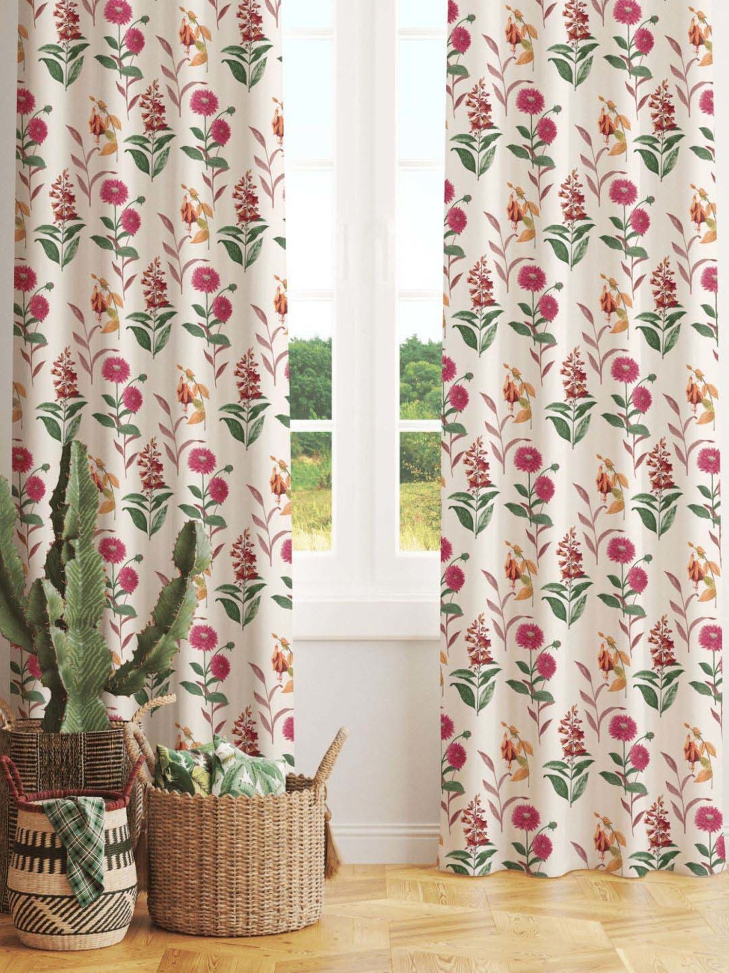 Swayam Brown Paisley J&B Blackout Eyelet Door Curtain - Single Piece (7 Ft)