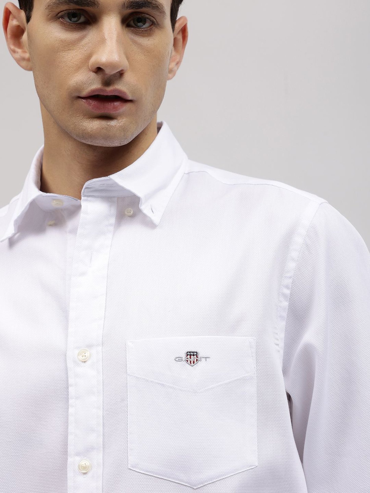 GANT Solid Button Down Regular Fit Shirt