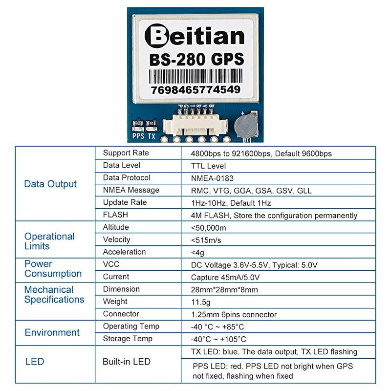 Module NEO-6M(Ar duino , Drone Microcontroller Receiver) Compatible with 51 Microcontroller STM32 Ar duino UNO R3 with IPEX Antenna High Sensitivity for Navigation Satellite Positioning