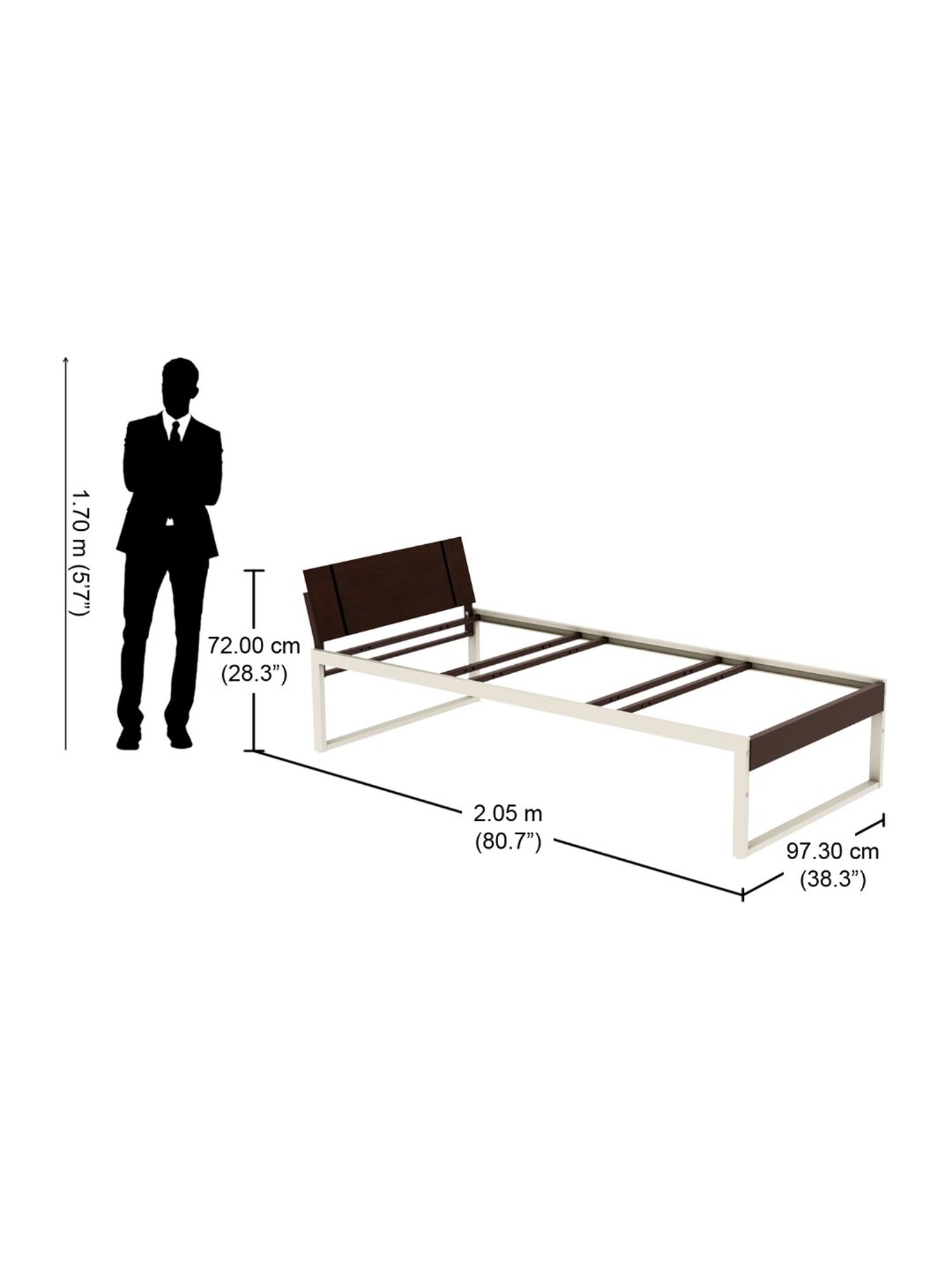 Godrej Interio EQ Brown & White Mild Steel Single Bed