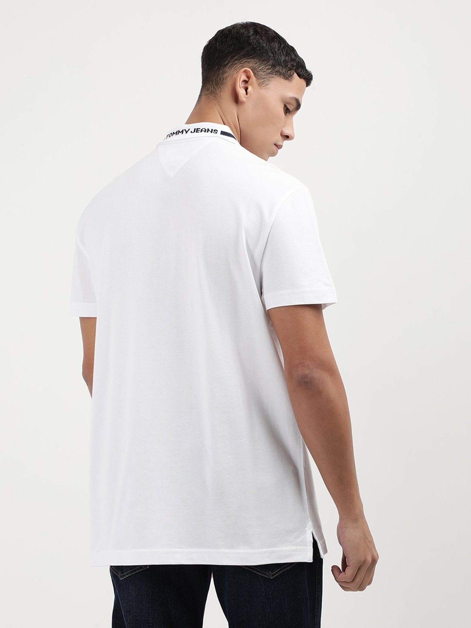 Tommy Hilfiger White Cotton Regular Fit Solid Polo T-Shirt