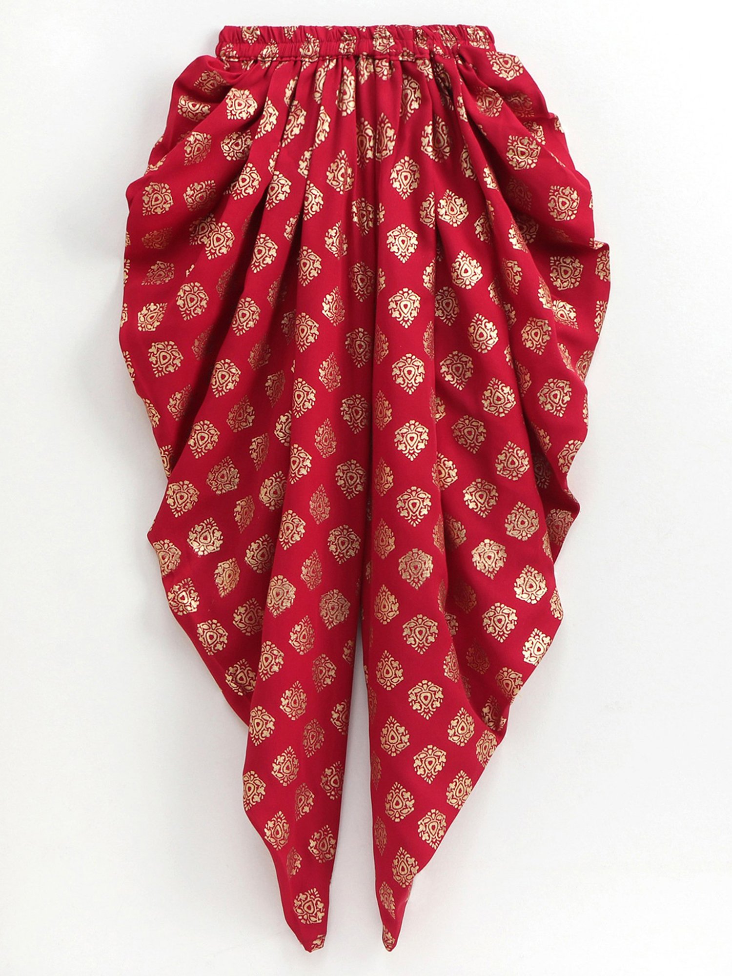 TWISHA Kids Beige & Maroon Self Design Top with Dhoti