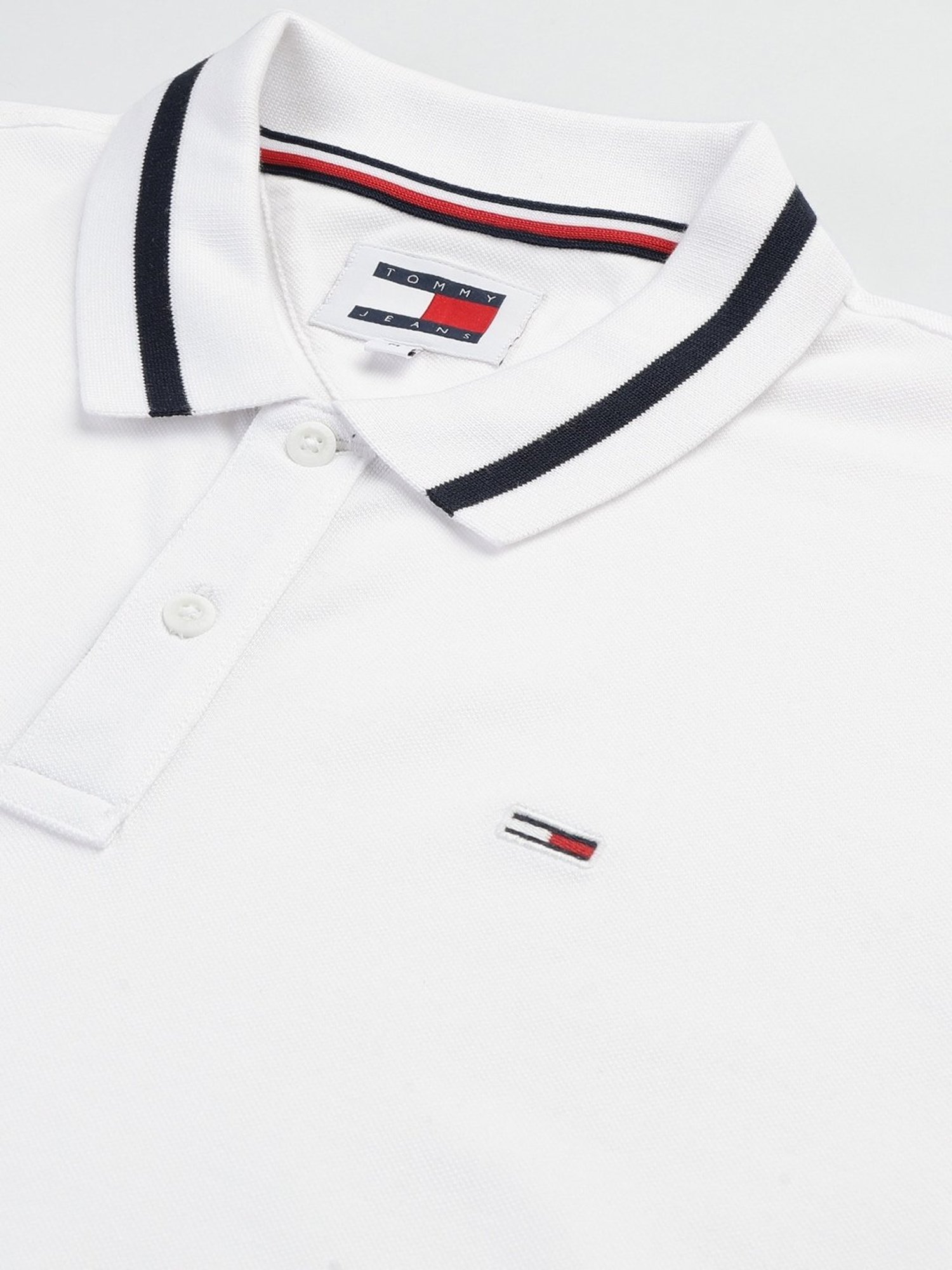 Tommy Hilfiger White Cotton Regular Fit Solid Polo T-Shirt