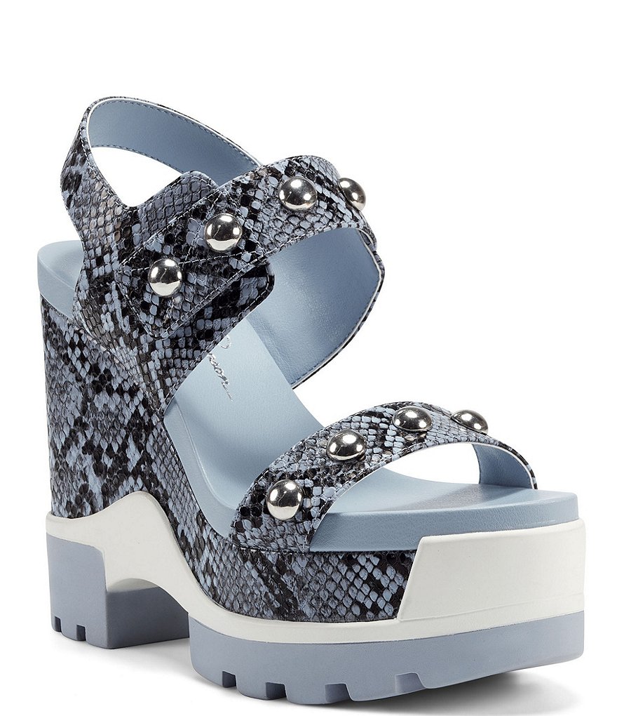 Jessica Simpson Baysie Studded Snake Print Platform Sandals