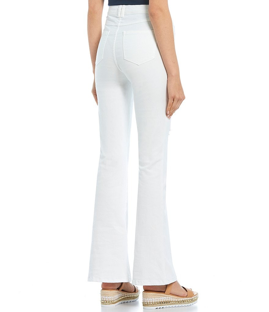 YMI Jeanswear Love Mid Rise Fray Hem Flare Jeans