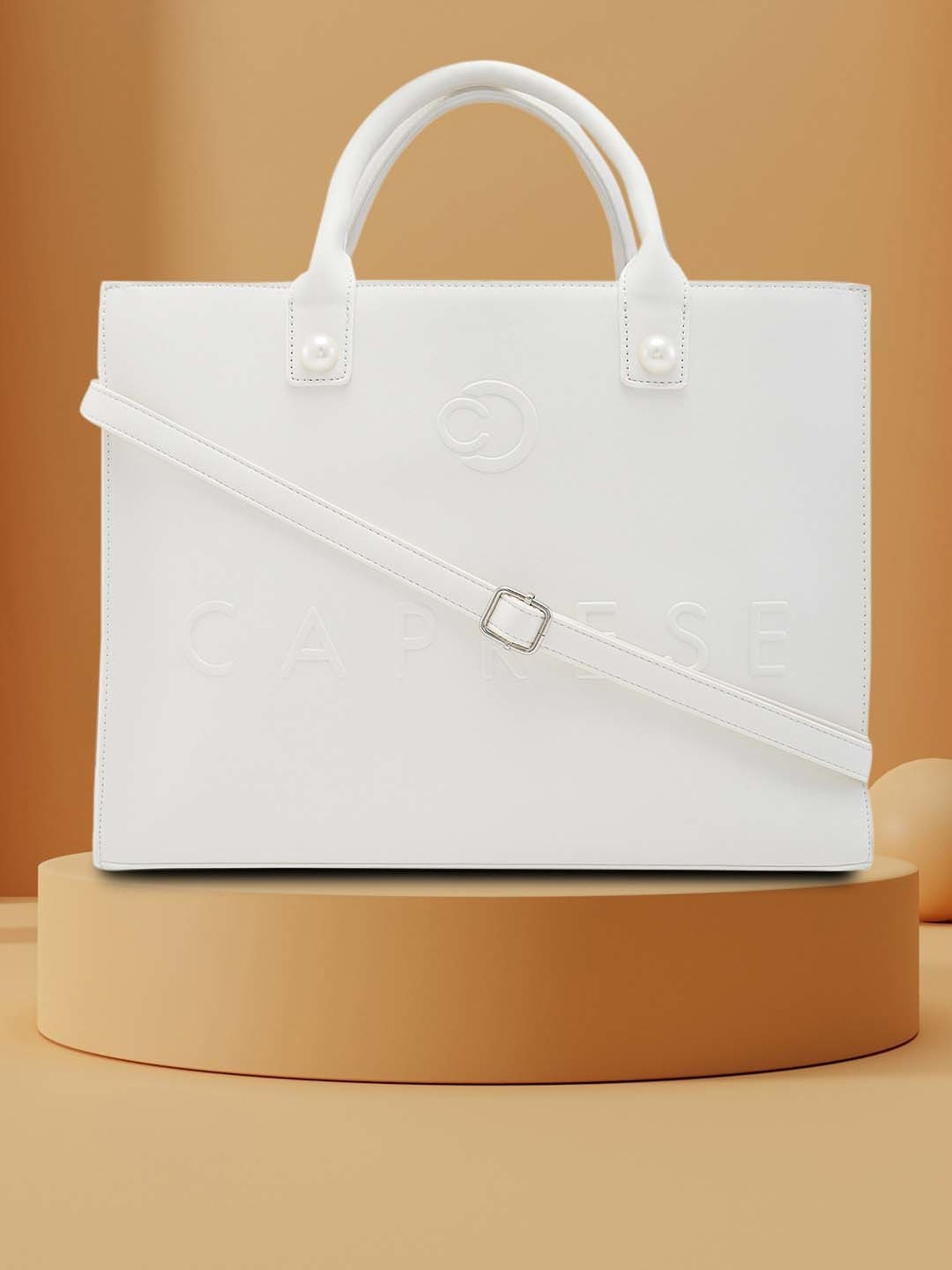 Caprese Pink Cloud Tote Large White Women Handbag | Office Handbag | The Kiara Collection