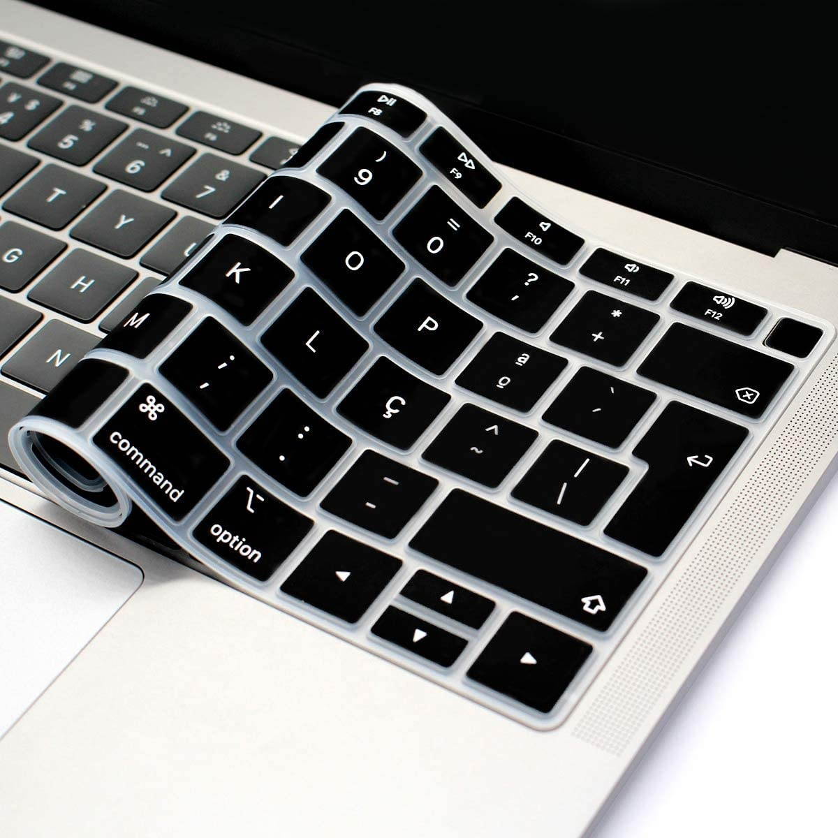 HRH Portuguese Language Silicone Keyboard Cover Skin for MacBook Newest Air 13 Inch 2018 Release A1932 with Retina Display and Touch ID,European Layout