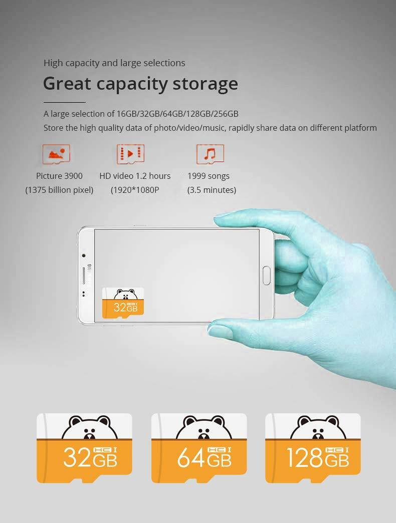 ACHICOO Cartoon Micro SD Card Memory Card Flash Memory Microsd for Smartphone 32G