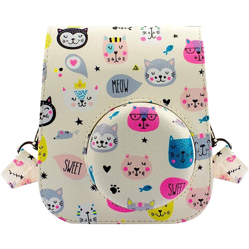 amp Portable Case Compatible with Fujifilm Instax Mini 11 Instant Camera with Accessories Pocket and Adjustable Strap Kitty