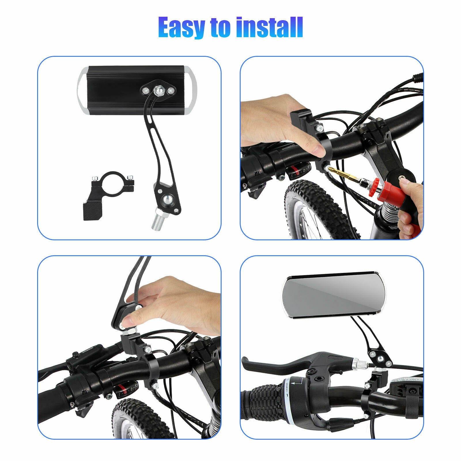 2Pcs 360&deg; Rotaty Bike Bicycle Cycling Rear View Mirror Handlebar Glass Rearview