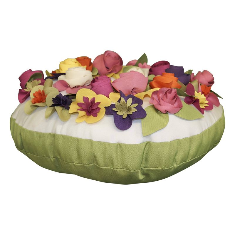 15" x 15" Dimensional Spring Floral Round Decorative Patio Throw Pillow - Edie@Home