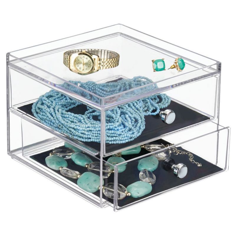InterDesign 2 Drawer Polystyrene Jewelry Box - Clear/Black