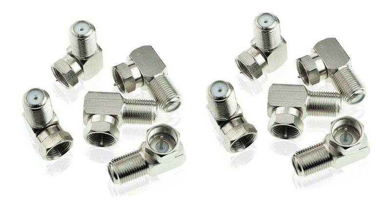 iMBAPrice (Pack of 10) F-Type Right Angle Coaxial Adapter - 90&deg; Female to Male (L-Adaptor)