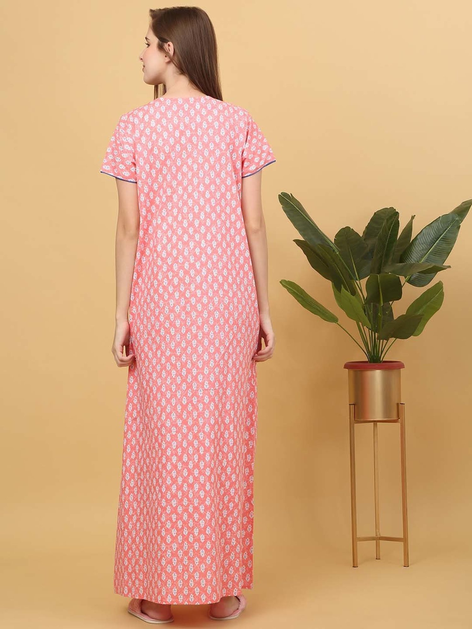 Sweet Dreams Peach Cotton Printed Nighty