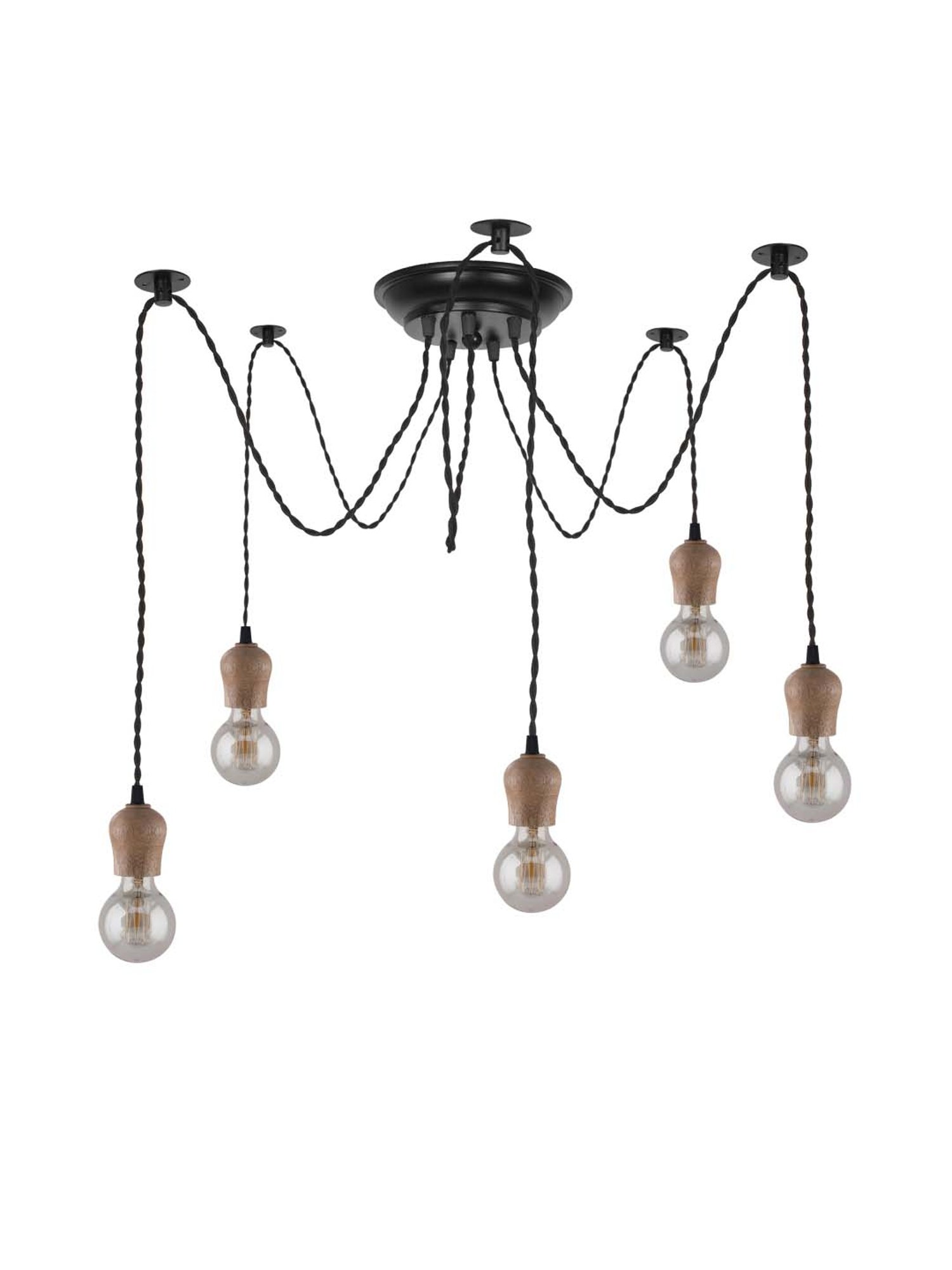Homesake 5 Arms Spider Black & Brown Metal Adjustable DIY Bubble Hanging Light  (Bulb not included)