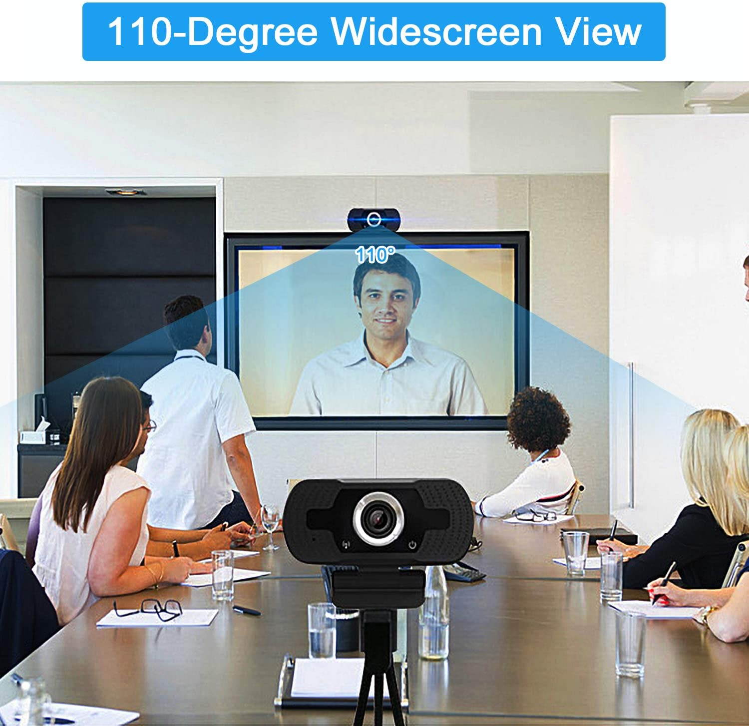Full 1080P Webcam with Microphone Pro Streaming Web Camera USB Computer Camera PC Mac Laptop Desktop Video Calling Conferencing Recording with Privacy Shutter (Color: Black)