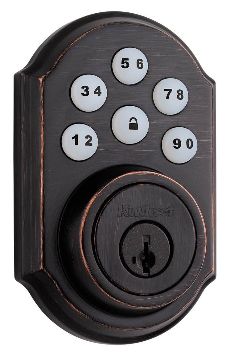 Kwikset 909 11P SMT CP SmartCode Electronic Single Cylinder Deadbolt feat SmartKey in Venetian Bronze