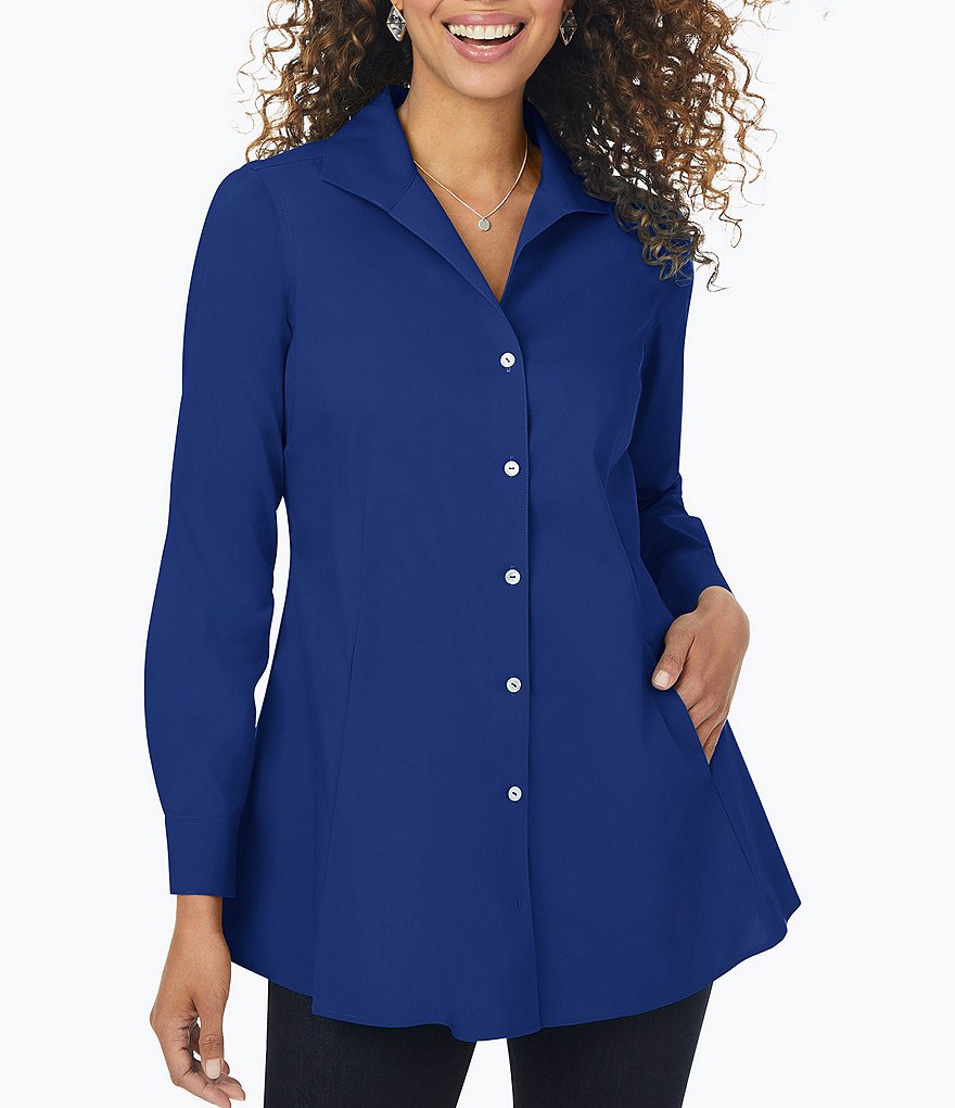 Foxcroft Cecila Long Sleeve Wing Collar Non-Iron Stretch Tunic