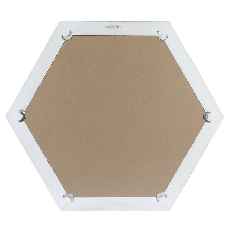 Wooden Hexagon Decorative Wall Mirror White - Stonebriar Collection
