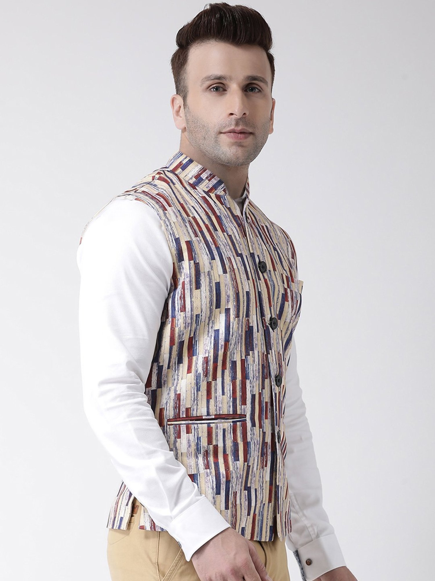 Hangup Plus Multicolor Regular Fit Printed Nehru Jacket