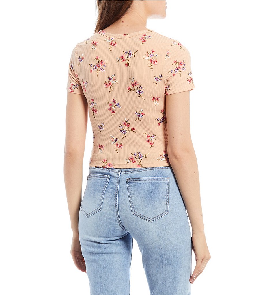 June & Hudson Short Tie Sleeve Knit Tee